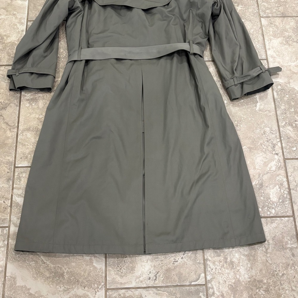Lauren Ralph Lauren Olive Green Trench Coat with Navy Collar - Picture 13 of 16